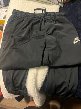 Nike Black Men's Jogger Sweatpants with White Swoosh